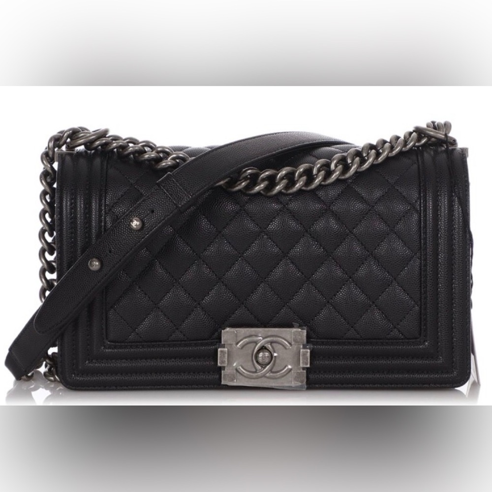 CHANEL Black Boy Bag with Silver Hardware